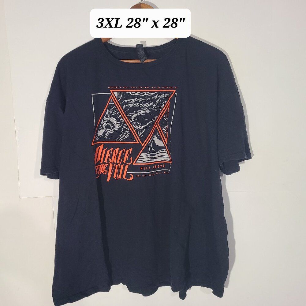 Pierce The Veil Hell Above Wolf Black Boxy 3XL Men's T-Shirt
